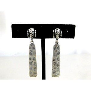 Drop Dangle Silver Tone Bar Style Hammered Pierced Earrings